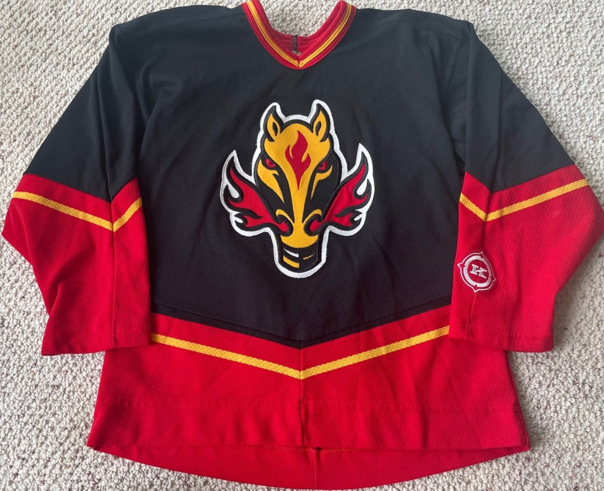 VINTAGE Koho Calgary Flames Blasty Horse Head NHL Jersey Black Alternate  youth L