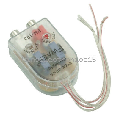 NEW Level Car Speaker High to Low Impedance Converter 2 Channel RCA Line Out