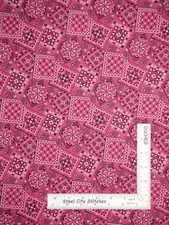 Bandana  Western Cowboy Cowgirl Pink Cotton Fabric By The Yard
