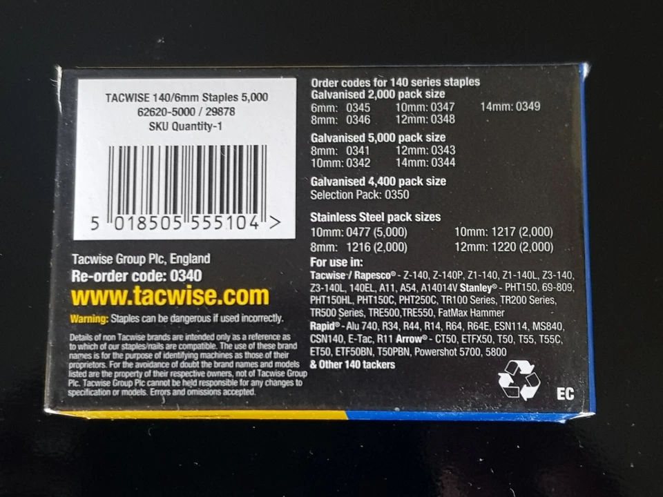 TACWISE Heftklammern 140/6 mm 1/4" verzinkt 5.000 Stück - Bild 2 von 2