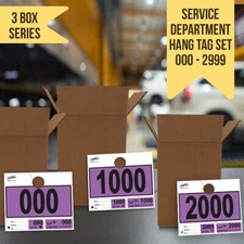 Versa-Tags 3000 Purple Automotive 3 Part Dispatch Numbers Mirror Hang Tags