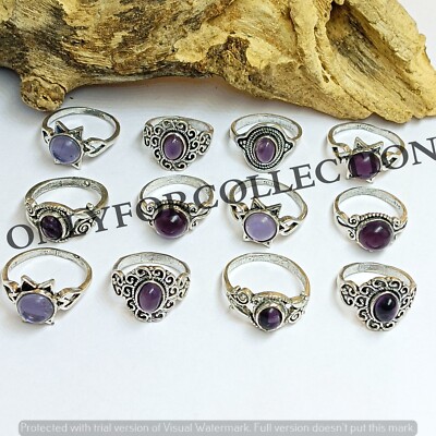 Amethyst Gemstone 925 Sterling Silver Plated Lot Handmade Design Fashion Rings