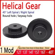 Helical Gear 1 Mod 12-40 Teeth Blackened Pinion Transmission Gears 45# Steel