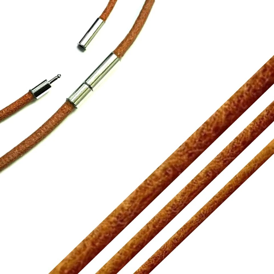19CM - 80CM LEDER HALSKETTE KETTE SCHWARZ BRAUN LEDERKETTE LEDERBAND HALSBAND - Bild 1 von 1