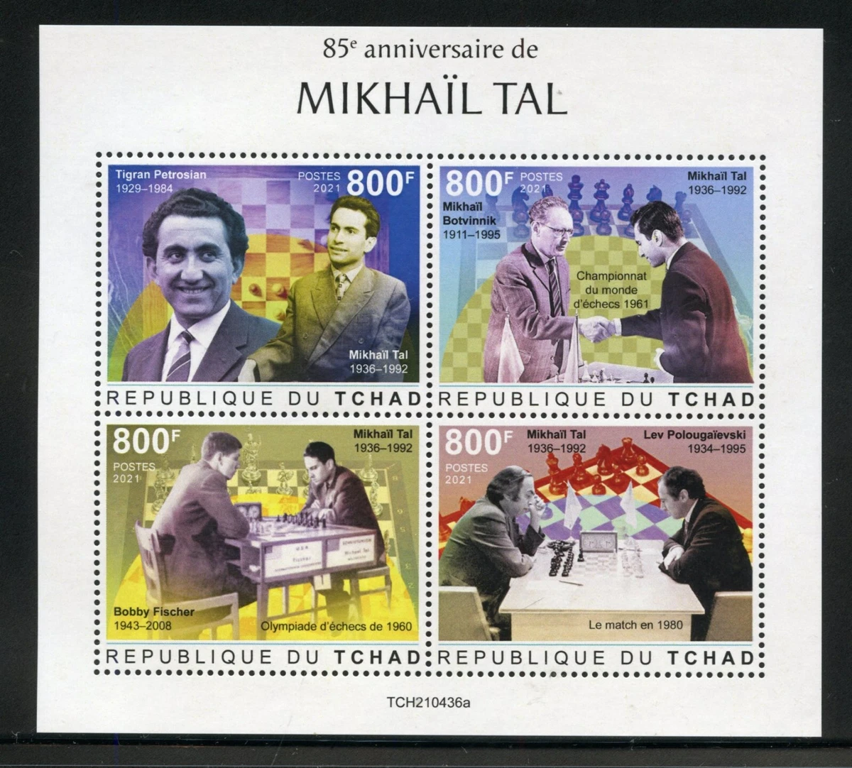 CHAD 2020 85th BIRTH ANNIVERSARY OF MIKHAIL TAL CHESS S/SHEET MINT NEVER  HINGED