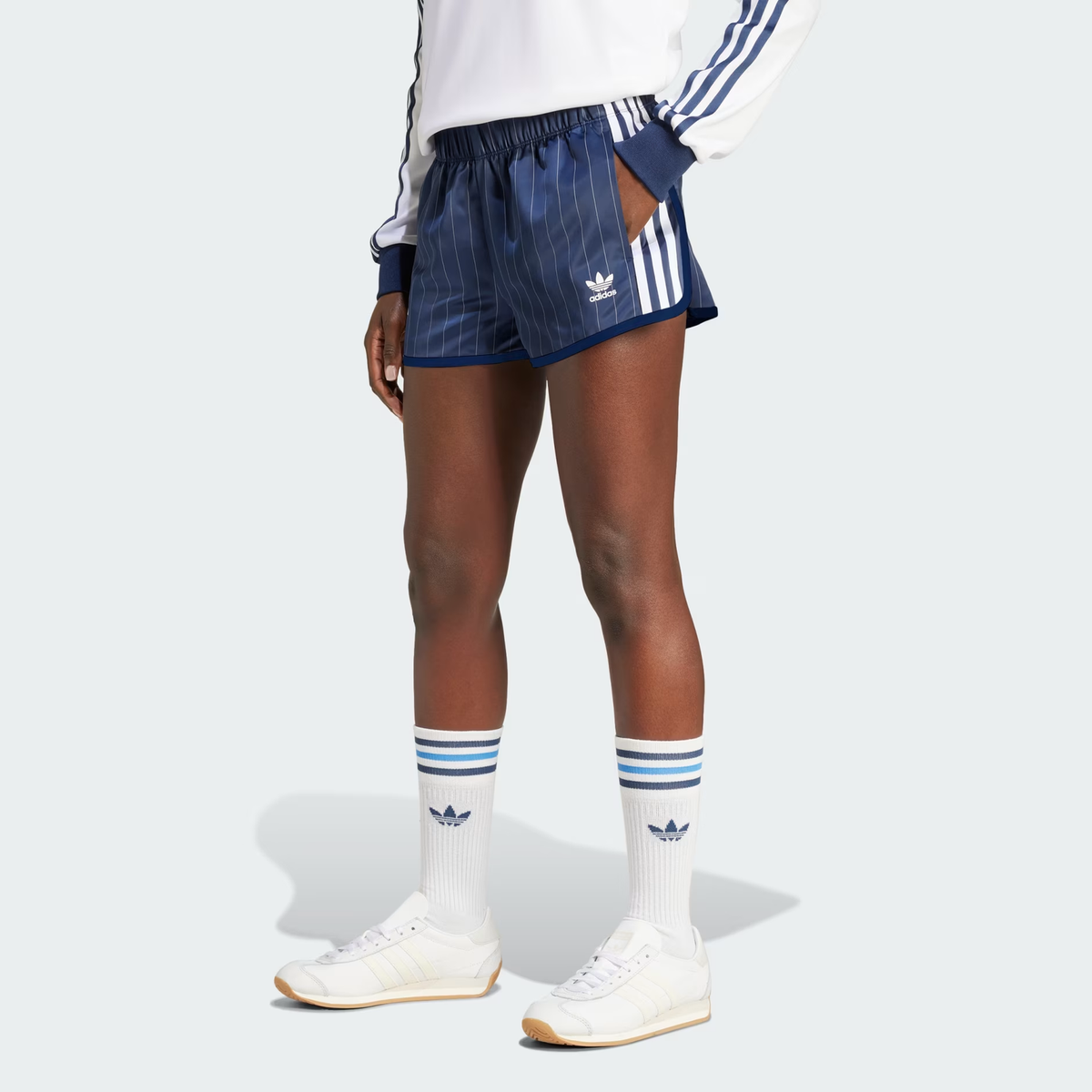 adidas x Sporty & Rich Track Short Navy/White | eBay