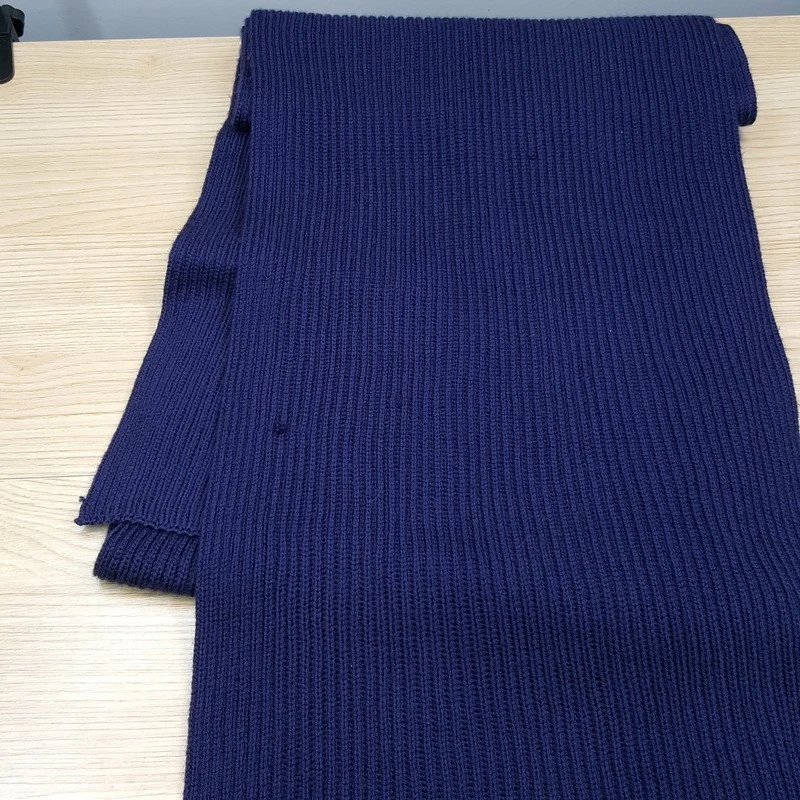 Polo Ralph Lauren Bufanda Azul Marino Lana Sólida Acanalada Rojo Pony Logo Tejido 11x68 Foto 2 de 4