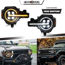 For 2021 2022 2023 2024 2025 Ford Bronco LED Projector Headlight Pair Headlamps