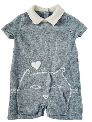Mongolian Cashmere Knit Romper 3-6mo Baby One piece Soft KiD GOYO Grey