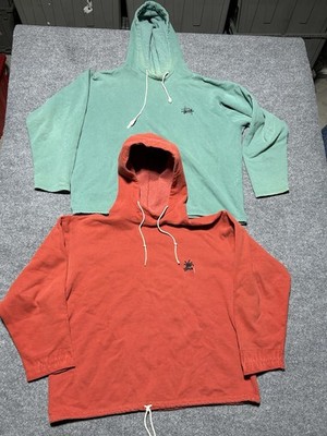 Vintage Stussy 80s Baja Surf Pullover Hoodies Set Rare Colors Size L Made In USa