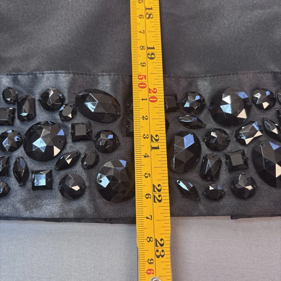 White House Black Market Women’s 8 Black Embellished Lined Pencil Skirt Sleek - Image 3 of 4