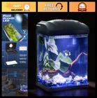 2 Gallon Betta Fish Tank Starter Kit, Self-Cleaning Aquarium with LED Lights & F