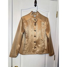 Chicos Women's Gold Button Up Blazer Jacket Size 2 12 