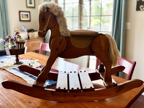 Handmade Solid Wood ROCKING HORSE Large 36x25x12 Heirloom Piece & Sensory Toy