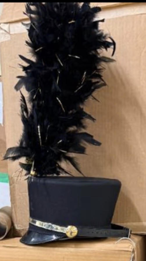 Black Shako Marching Band used with decorative band and feather!