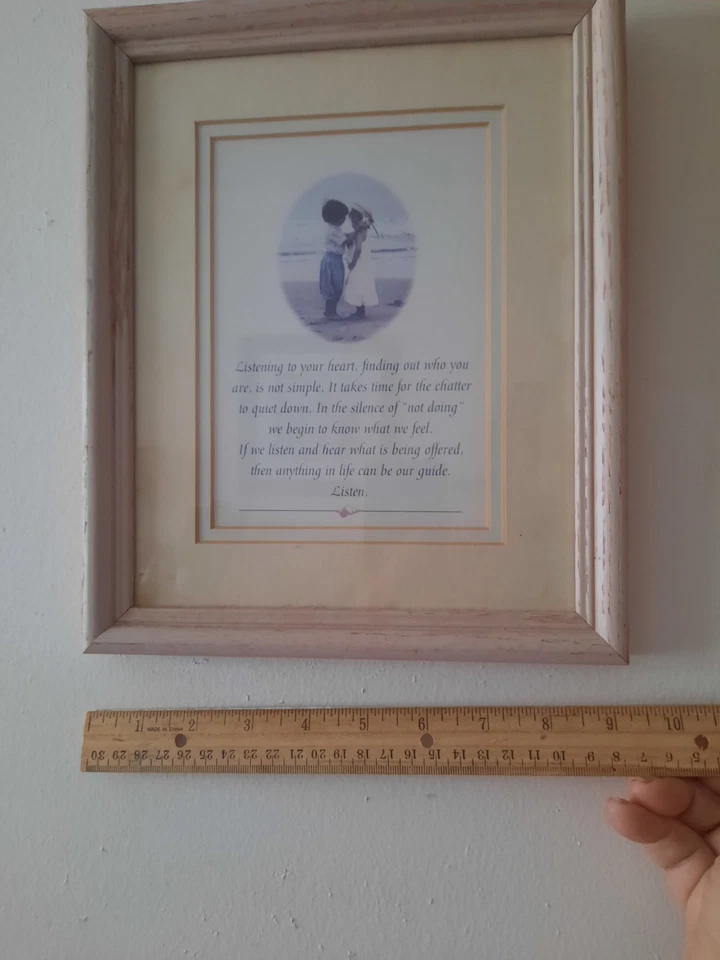 Framed Inspirational Quote with Picture of Children on Beach, "Listen" Author Un - Image 3 of 4