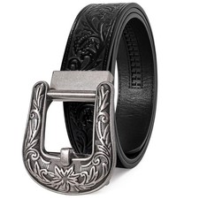 Western Cowboy Ratchet Belts for Men Women Leather Cowboy Belt with Automatic...