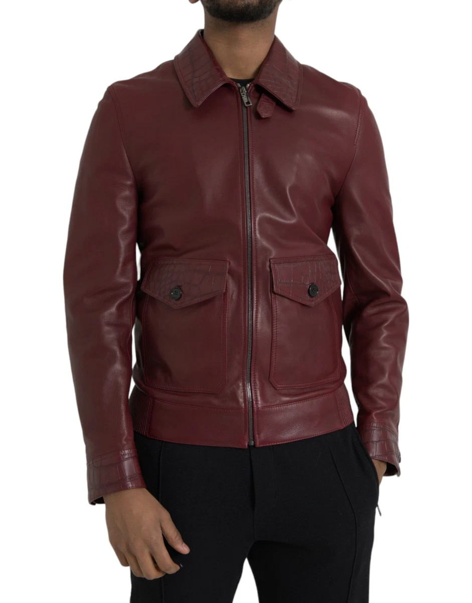 Dolce&Gabbana Leather Outer Shell Red Coats, Jackets & Vests for