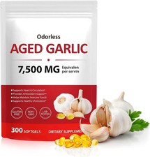 Odorless Garlic 7500Mg per Servings, 300 Softgels 2 Years Aged Garlic Extra...