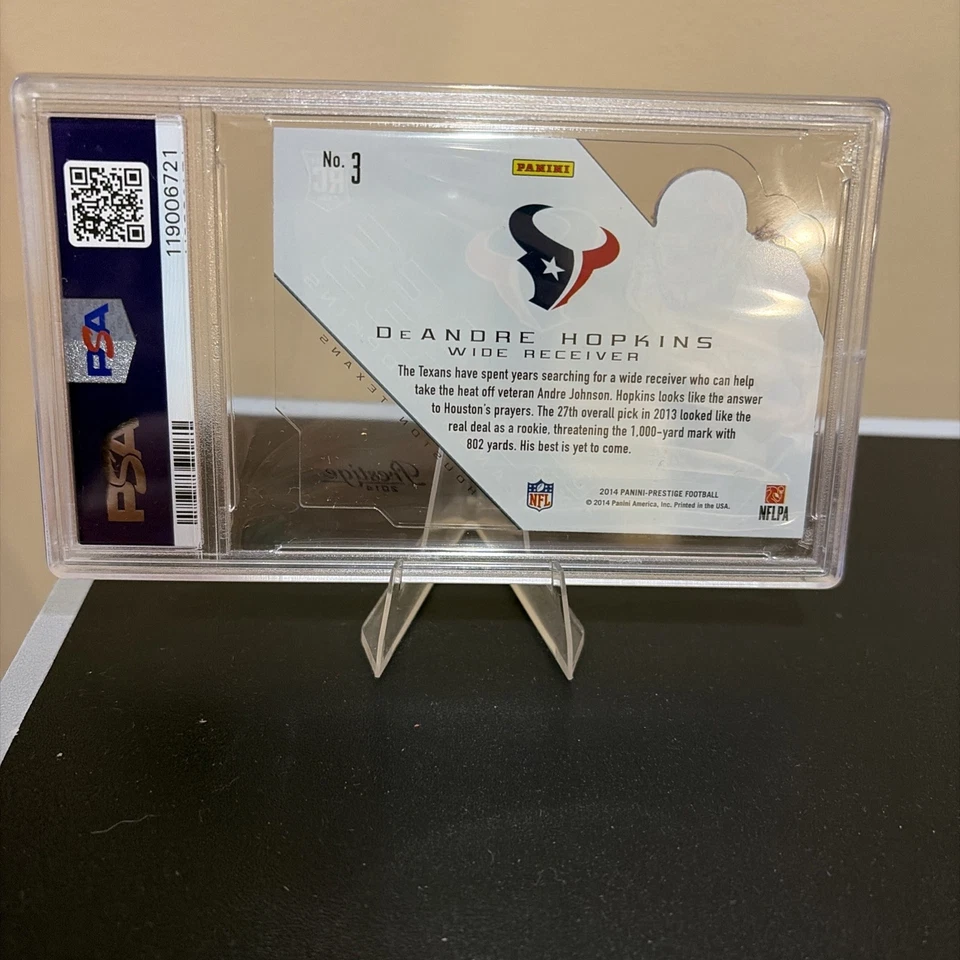 Tarjeta de novato de fútbol americano DeAndre Hopkins 2014 Panini Prestige #3 Top of the Class RC Foto 2 de 3