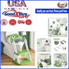 Unisex Toddler Potty Training Seat and Step Stool Green - Adjustable, Anti-Sl...