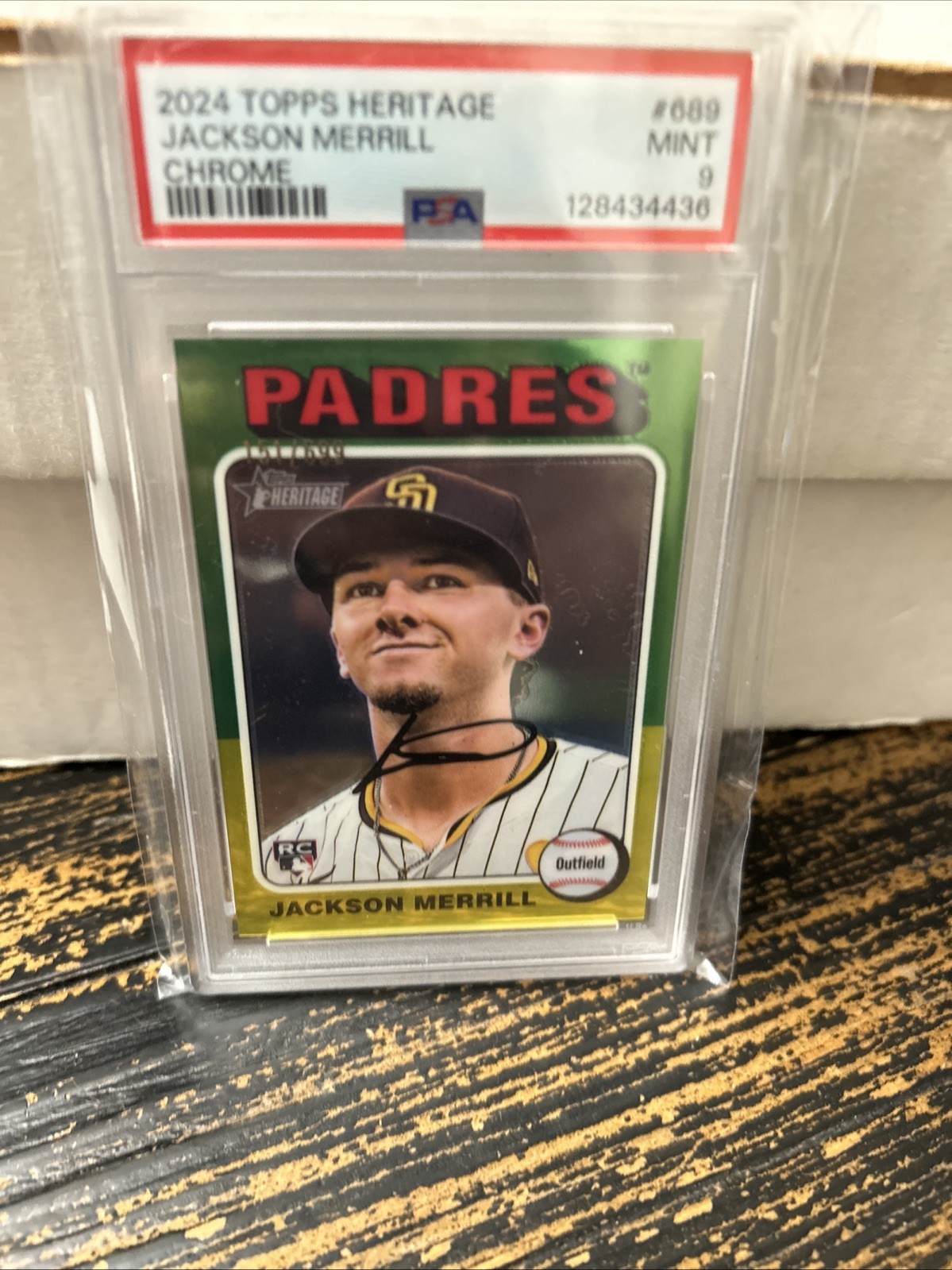 2024 TOPPS HERITAGE JACKSON MERRILL CHROME /699 (RC) PSA 10