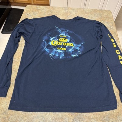 CORONA BEER LOS CABOS BLUE MARLIN PARADISE T SHIRT MEN'S MEDIUM LONG SLEEVE NAVY