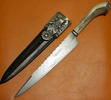 Antique Huge Argentine Gaucho Creole Knife Sterling Silver Chiseled Juan Grande!