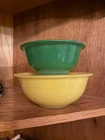 Vintage Pyrex Primary Colors Nesting Mixing Bowls Set Of 2 Yellow & Green Only