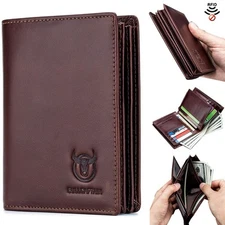 Mens Women Wallet Genuine Leather RFID Slim Credit Card Holder Bifold Purse US