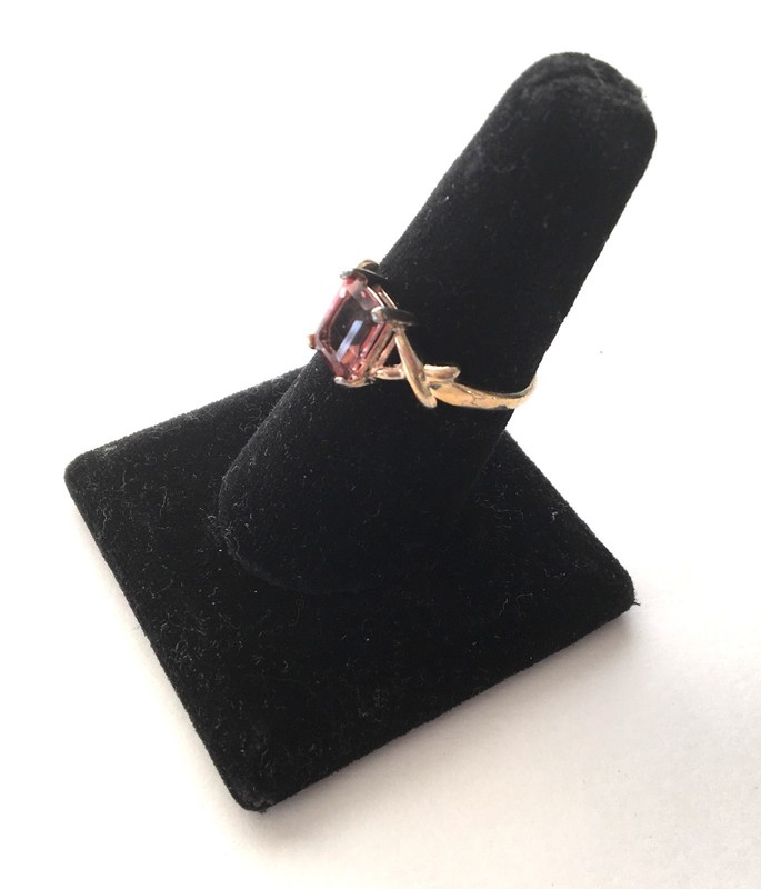 Vintage Signed 925 Sterling Silver Amethyst Rhinestone Ring Size 9.75
