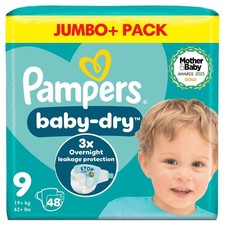 Pampers Baby-Dry Size 9 19kg 48 Nappies Jumbo Pack