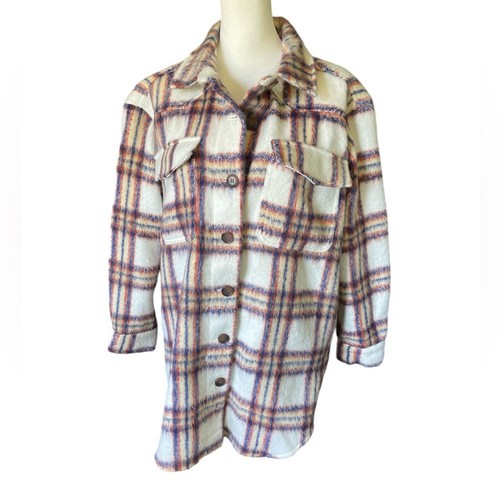 NWT Maurices Faux Wool Plaid Shacket, Size Medium, Outdoors Cabincore Rustic - Picture 3 of 6