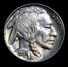 1937 United States Buffalo Nickel 5 Cent - AU / UNC Details, Full Horn Lot 465