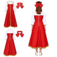Women A-line Festival Outfits Gold Trim Dress Halloween Cosplay Show Clubwear