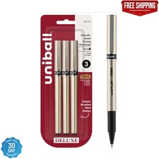 uni-ball Deluxe Rollerball Pens, Fine Point 0.7mm , Black, 3 Count