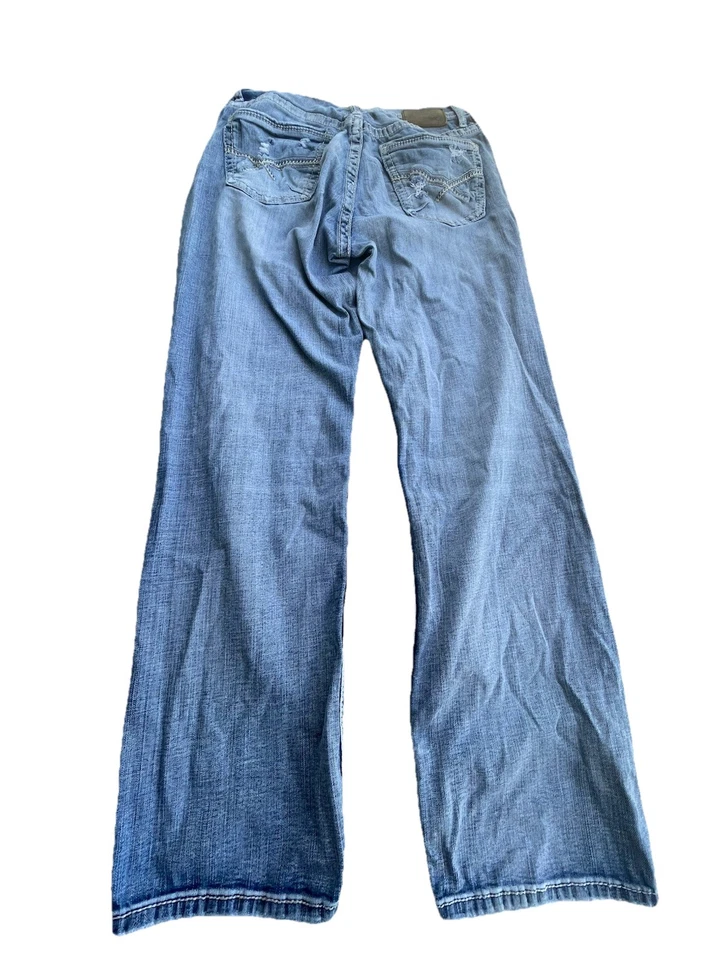 BKE Tyler distressed Embroidered Rock blue denim jeans Men’s 32X34 Light Wash - Image 4 of 4