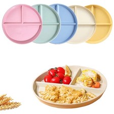  5 Pack Portion Control Plate for Balanced Eating, 9" Unbreakable Divided Pl...
