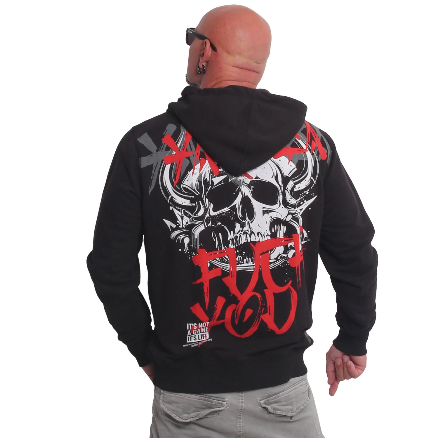 SACAI Nuova Felpa con Cappuccio Yakuza Uomo Horned FU MERCE DI SERIE B Nera