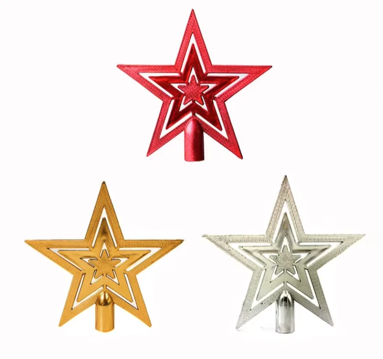 T.O.P. Christmas Tree Topper Gold Star Decoration Xmas Tree Top Ornament Shiny Ornament