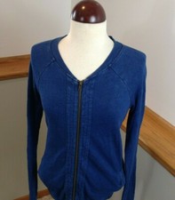 Element Eden 100% Cotton Full Zip Blue Crew Neck Sweatshirt Jacket Women's Small