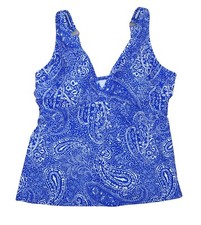 Raisins Curve Plus Size Swimwear Plunge V-Neck Tanzania Tankini Top NWT Blue