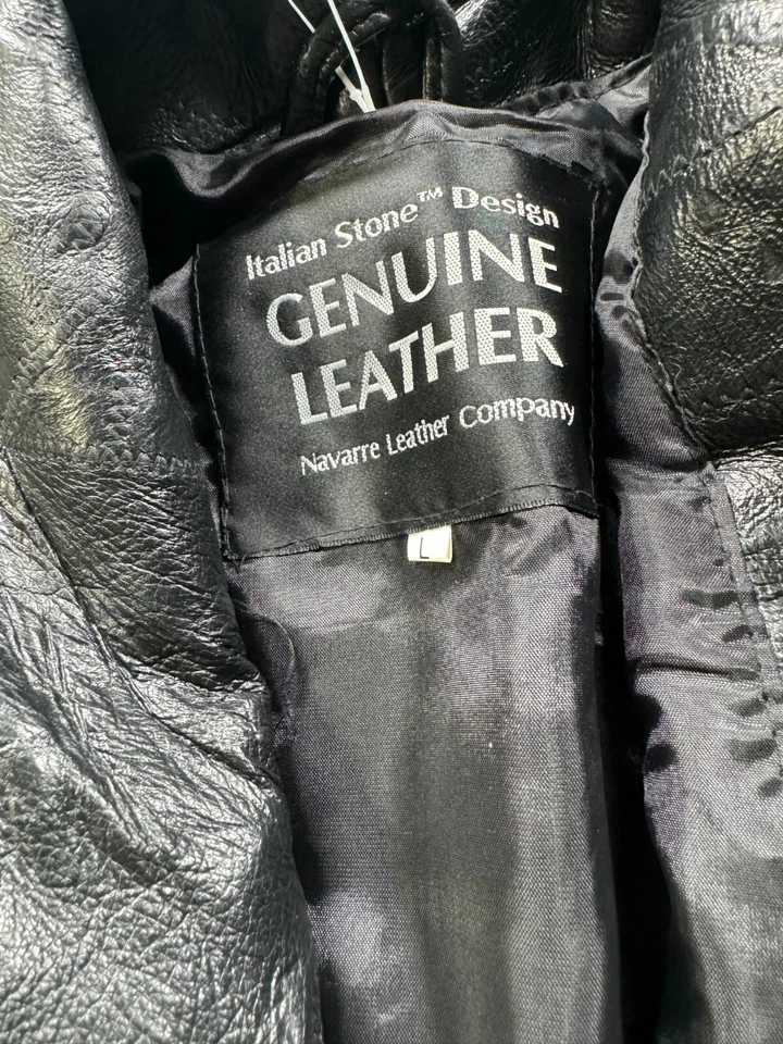 Итальянский камень дизайн натуральной кожи Тренч w/ремень черный L Giobanni Navarre - Изображение 3 из 4