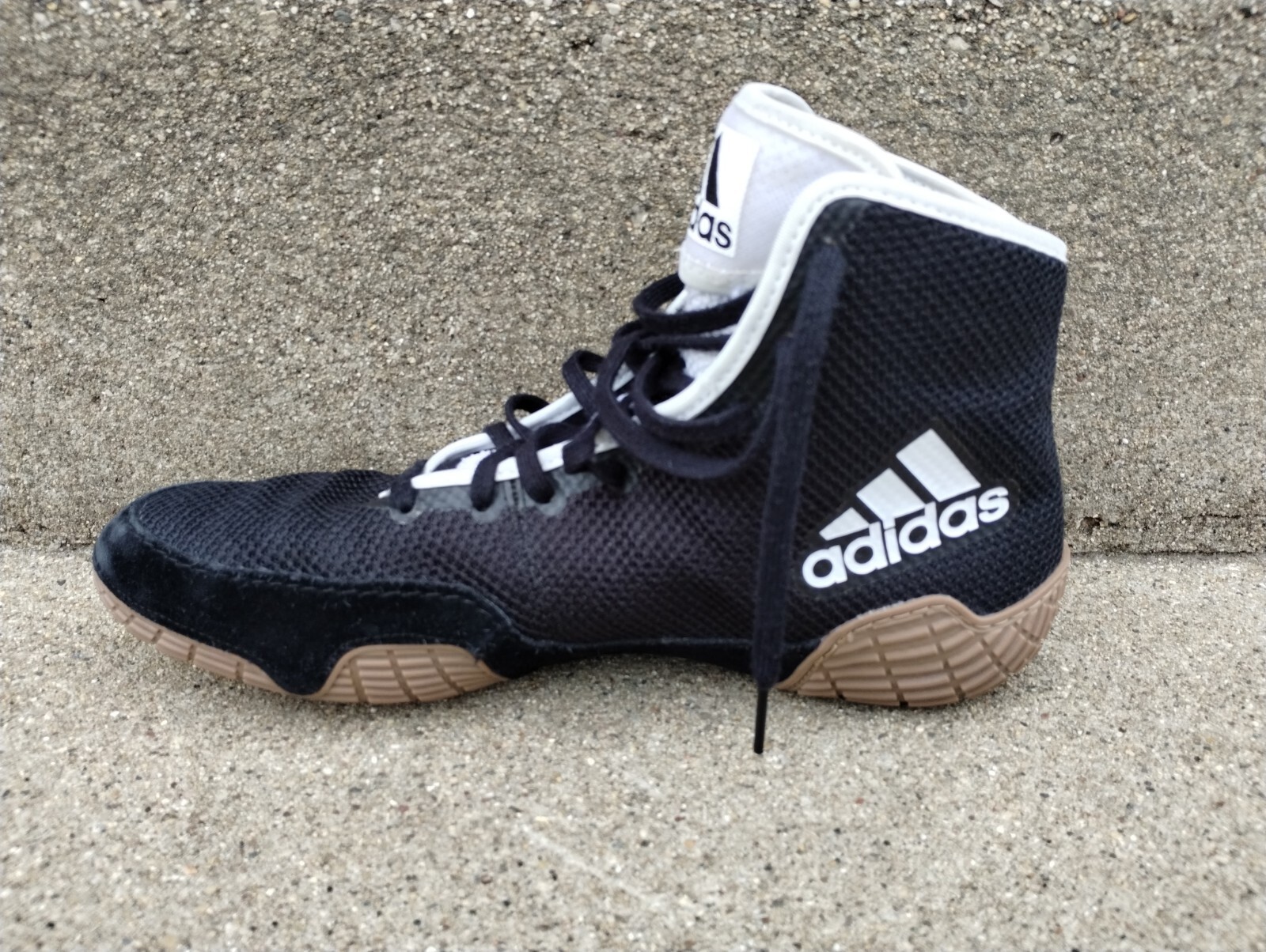 ADIDAS TECH FALL 2.0 WRESTLING SHOES  SIZE 8  BLACK/WHITE  CK HEADGEAR image 5