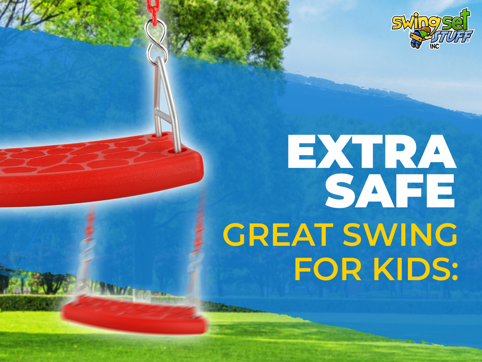 SWING SET STUFF INC. FLAT SEAT WITH 8.5 FT COATED CHAIN RED fun outside 0311