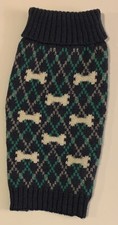 Pup Crew Navy Blue Argyle Dog Sweater With White Bones Size XS Small NWOT