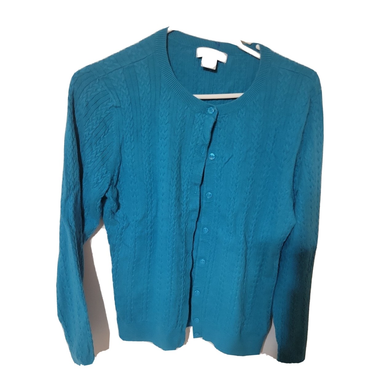 Liz Claiborne Cream blue Front Short Sleeve Cardigan Sweater Lightweight xl  | eBay