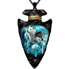 Stylish Wolf Heads Arrowhead Pendant Necklace Animal Jewelry Accessories