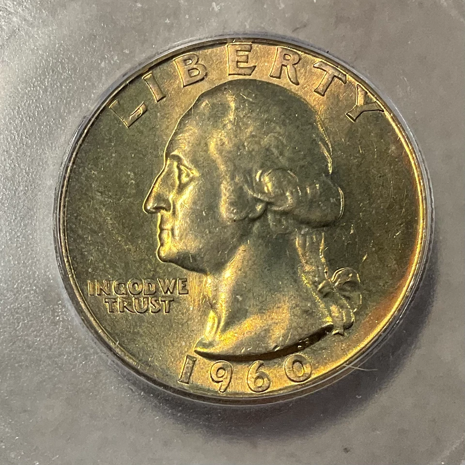 1960 Washington quarter  ICG MS67 Gold Tone Obverse and Reverse RARE - Image 2 of 4