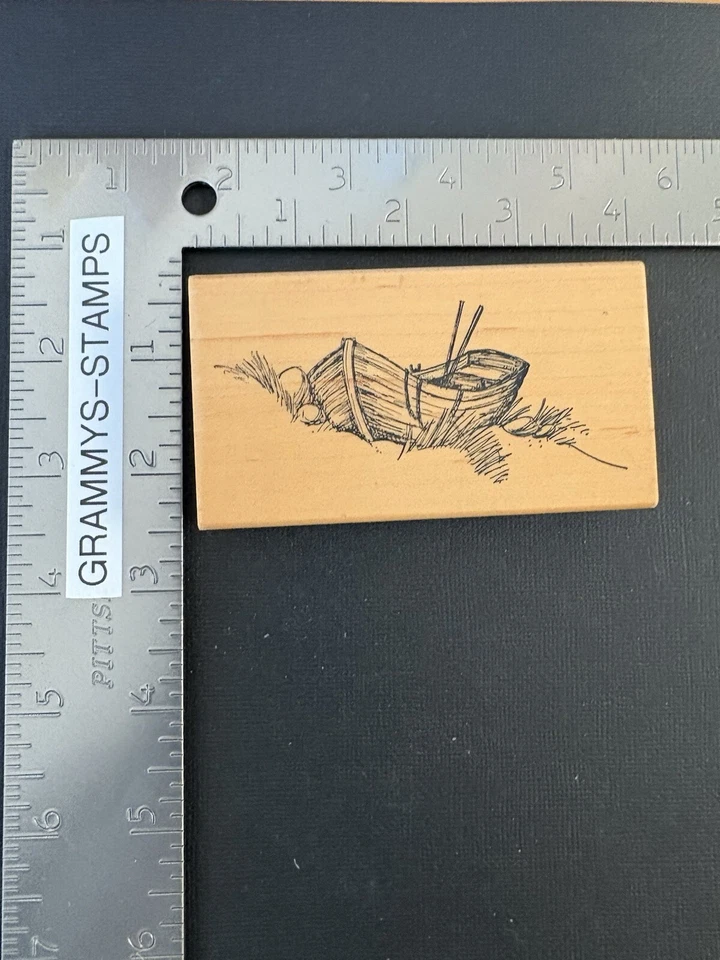 Art Impressions 木船岸上独木舟 1996 年橡皮图章 J-1495 — 第 4/4 张图片